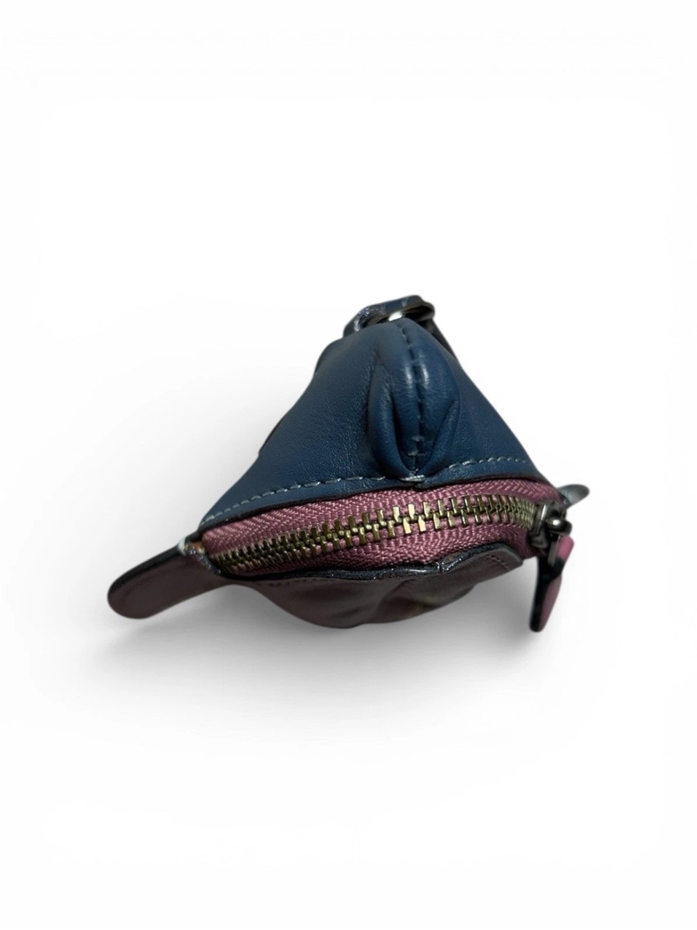 Coach Sharky Coin Purse/Bag Charm, Blue Glove Tanned Leather, Pewter Hardware - Picture 5 of 7